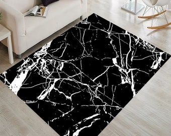 Marble Rug, Black Marble Rug, Marble Design Rug, Marble Patterned Rug, BlackWhite Marble Rug,Black Marble Texture Rug,White Black Marble Rug