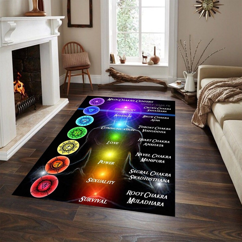 Chakra Rug, 7 Chakra Rug, Root Chakra Rug, Meditation Rug, 7 Chakra ...