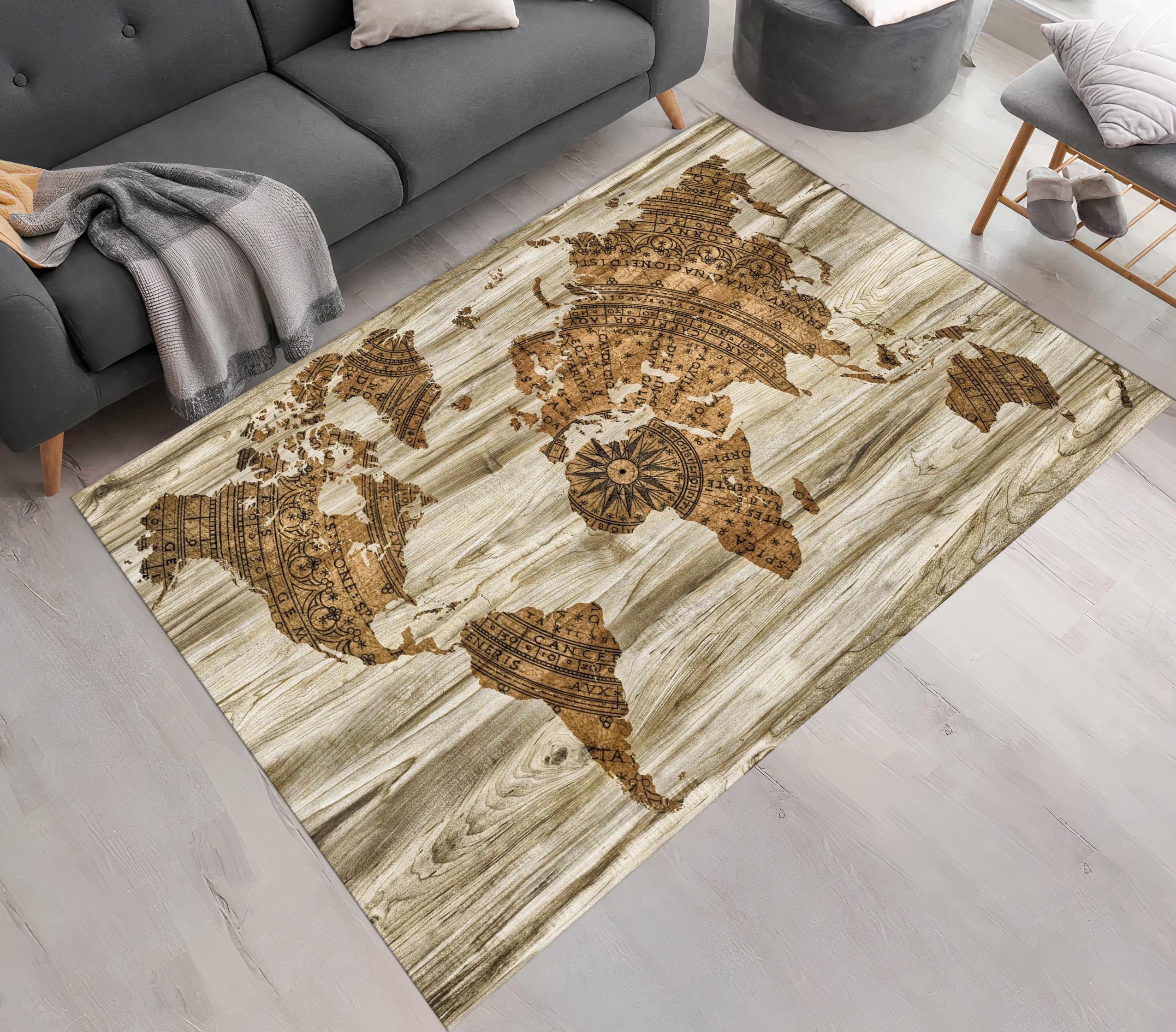 World Map Rug, Map Rugs, Atlas World Map Rug, Area Carpet,popular ...