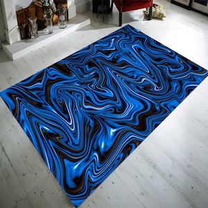 Marble Rug, Blue Marble Rug, Marble Design Rug, Marble Patterned Rug, DarkBlue Marble Rug, Blue Marble Texture Rug, Blue Black Marble Rug