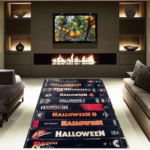Alfombra Hallowen, Alfombra de película de terror, Alfombra de películas retro, Alfombra de habitación de película de terror, Regalo de Halloween, Alfombra temática de Halloween, Alfombra de terror, Alfombra VHS, Alfombra de película de terror, Alfombra