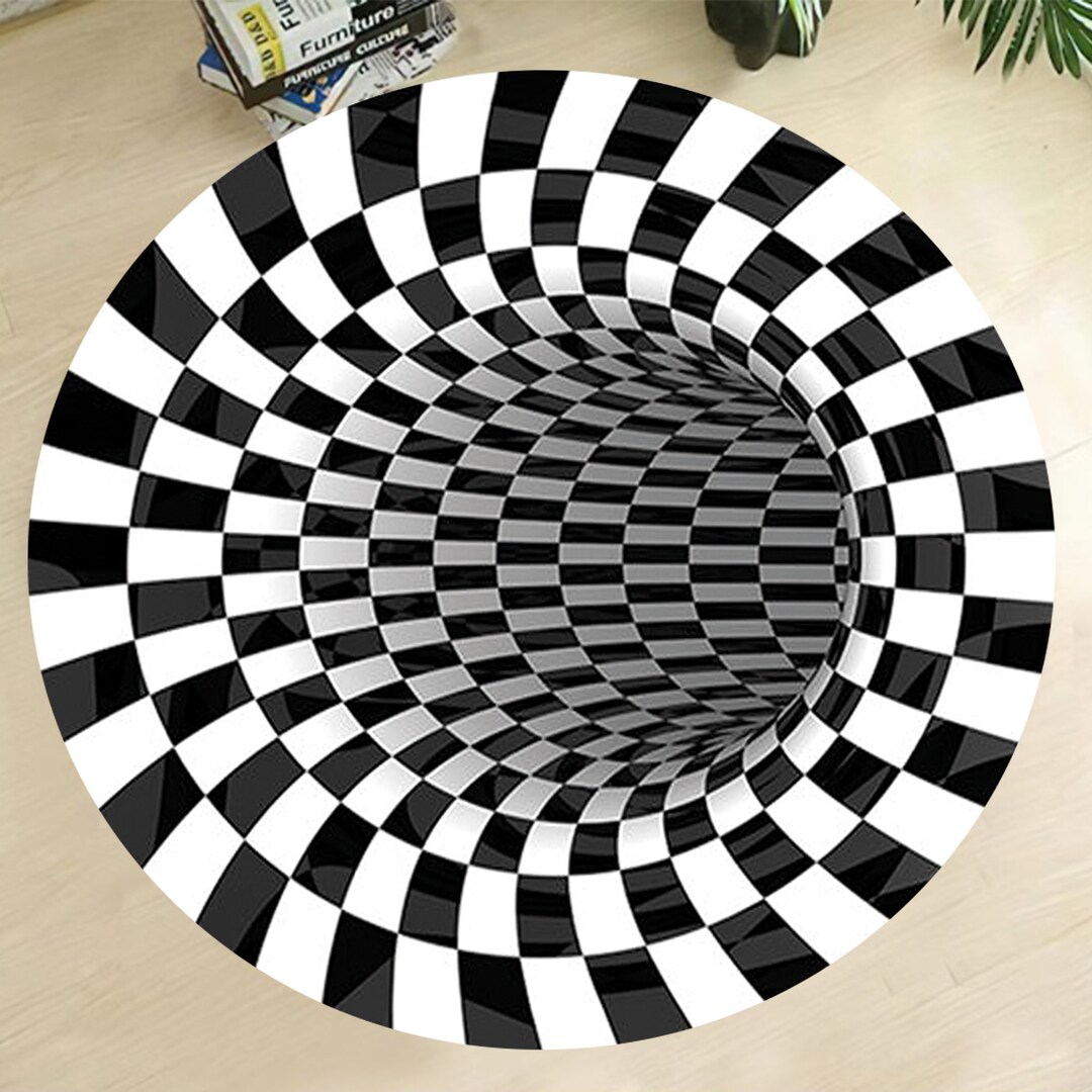 Optical Illusion Vortex Trick Round Rug, Optical Illusion Rug, Illusion ...