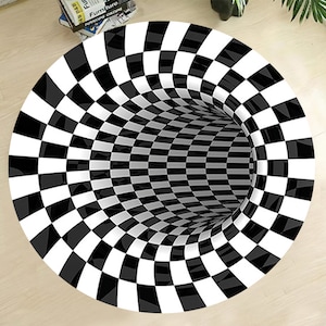 Optical Illusion Vortex Trick Round Rug, Optical Illusion Rug, 3D Druck Rug, Vortex Illusion Rug, Round Vortex Rug, 3D Vortex Rug, Round Rug image 1