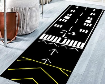 Alfombra de pista, alfombra de corredor, alfombra de pista de aeropuerto, alfombra de aerolínea, alfombra de avión, alfombra para amantes de los aviones, alfombra de suelo de aeropuerto, alfombra de juego, número de pista personalizado