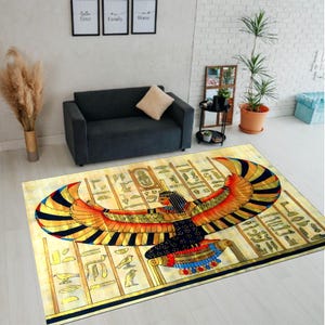 Egypt Rug, Egyptian Rug, Egyptian Style Rug, Antique Rug,Egypt Pattern Rug,Egyptian Art Rug,Anubis Rug,Ancient Rug,Horus Eye Rug,Rug,Teppich