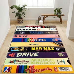 VHS Rug,Retro Movies,Video Rug,Nostalgic RetroStyle Rug,Horror Movie Rug,Video Theme Rug,VHS Films,Horror Film Rug,Movie Rug,Popular Rug,Rug