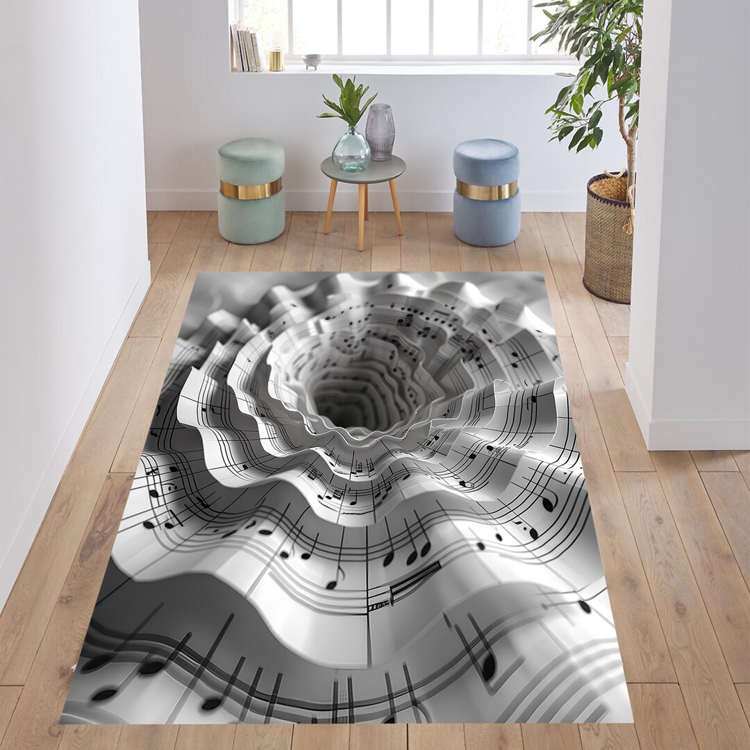 Levitating Rug 3D Music Rug, Illusion Rug, Note Sheet Vortex Rug, Optical Illusion Rug ...