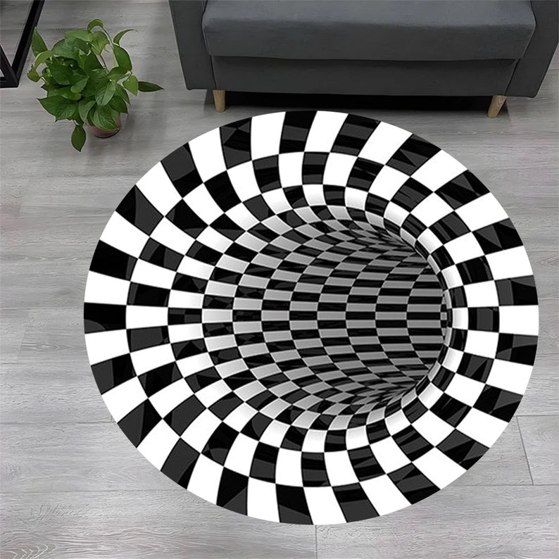 Optical Illusion Vortex Trick Round Rug, Optical Illusion Rug, 3D Druck Rug, Vortex Illusion Rug, Round Vortex Rug, 3D Vortex Rug, Round Rug image 4