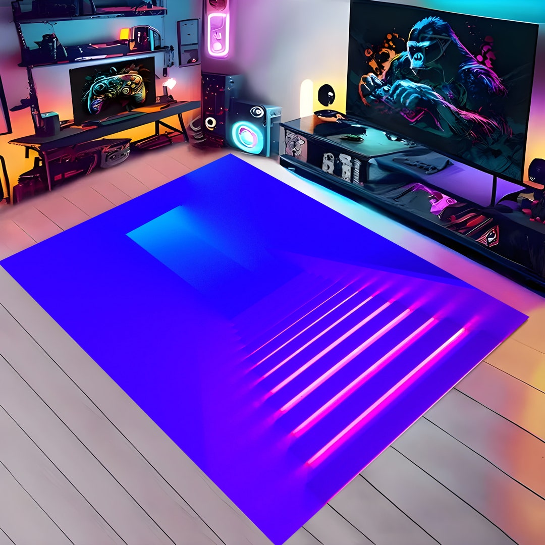 3D Vortex Neon Rug, Neon Rug, Gamer Rug, Neon Design Rug, Game Rug,Neon ...