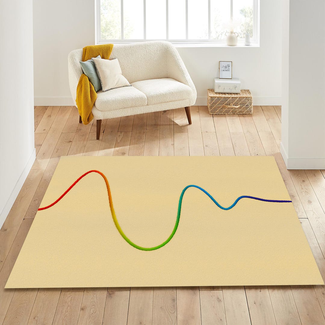 Hobby Thread Rug Rainbow Thread Rug | Modern Colorful Area Rug, Non-slip Cotton Base - Etsy