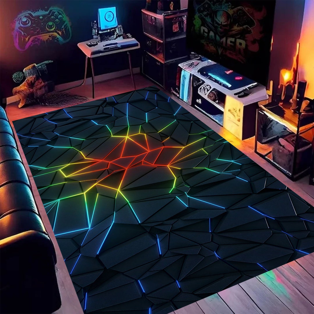 Neon Rug, Gamer Rug, Neon Design Rug, Neon Decor, Game Rug, Neon ...