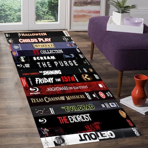 Tapis de passage VHS,Films rétro,Tapis de films d&#39;horreur,Tapis de coureur,Tapis de style rétro nostalgique,Tapis de passage pour films VHS-Films,Tapis de films d&#39;horreur,Tapis de films d&#39;horreur