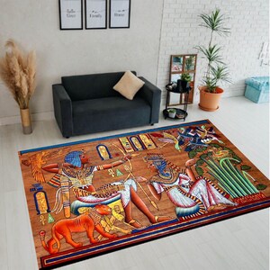 Egypt Rug, Egyptian Rug, Egyptian Style Rug, Antique Rug,Egypt Pattern Rug,Egyptian Art Rug,Anubis Rug,Ancient Rug,Horus Eye Rug,Rug,Teppich