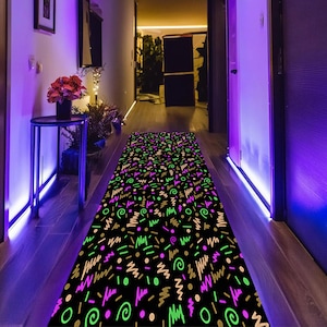 Arcade Runner Rug, Runner, Arcade Rug, 80s Arcade Rug, Hallway Runner Rug,Bowling Rug,Arcade Pattern Rug,Modern Runner Rug,Bowling Alley Rug