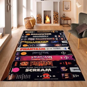 Hallowen Rug,HorrorMovie Rug,RetroMovies Rug,HorrorMovie Room Rug,Halloween Gift,Halloween Themed Rug,Horror Rug,VHS Rug,Horror Film Rug,Rug