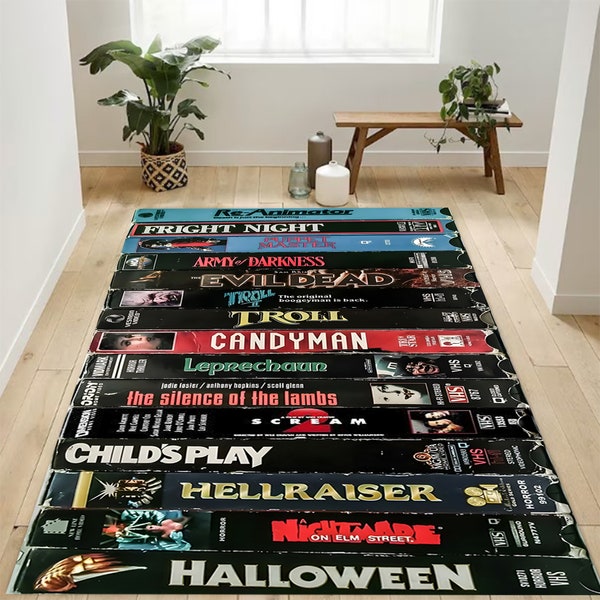 VHS Rug, Retro Movies, Video Rug, Nostalgic Retro Style Rug, 70s Rug, Video Theme Rug, VHS Films, Horror Film Rug, Movie Rug, Popular Rug