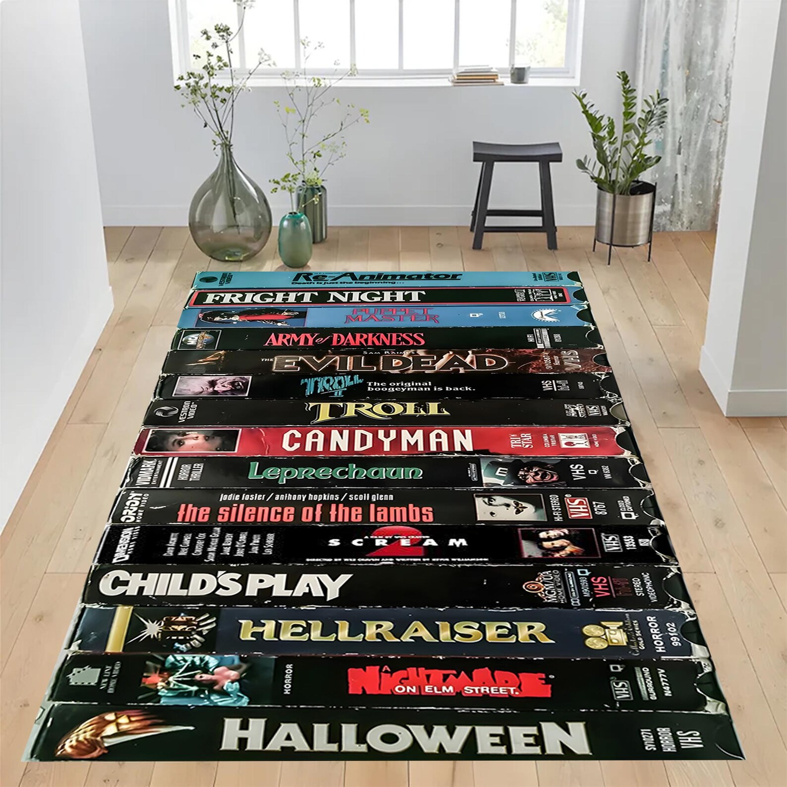 Horror Sticker Rug Nostalgic VHS Covers of Retro Horror Movies Rug | Horror Movie VHS Tape ...