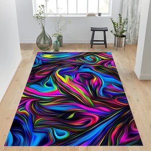 Marble Rug, Blue Marble Rug, Marble Design Rug, Marble Patterned Rug, Colorful Marble Rug, Blue Marble Texture Rug, Rainbow Marble Rug