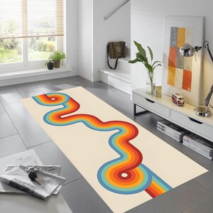 Mid Century Modern Runner Rug, Mid Century Rug, Kandinsky Rug, Runner,Scandinavian Style Rug,Mid Century Hallway Rug,Abstract Colorful Lines image 3