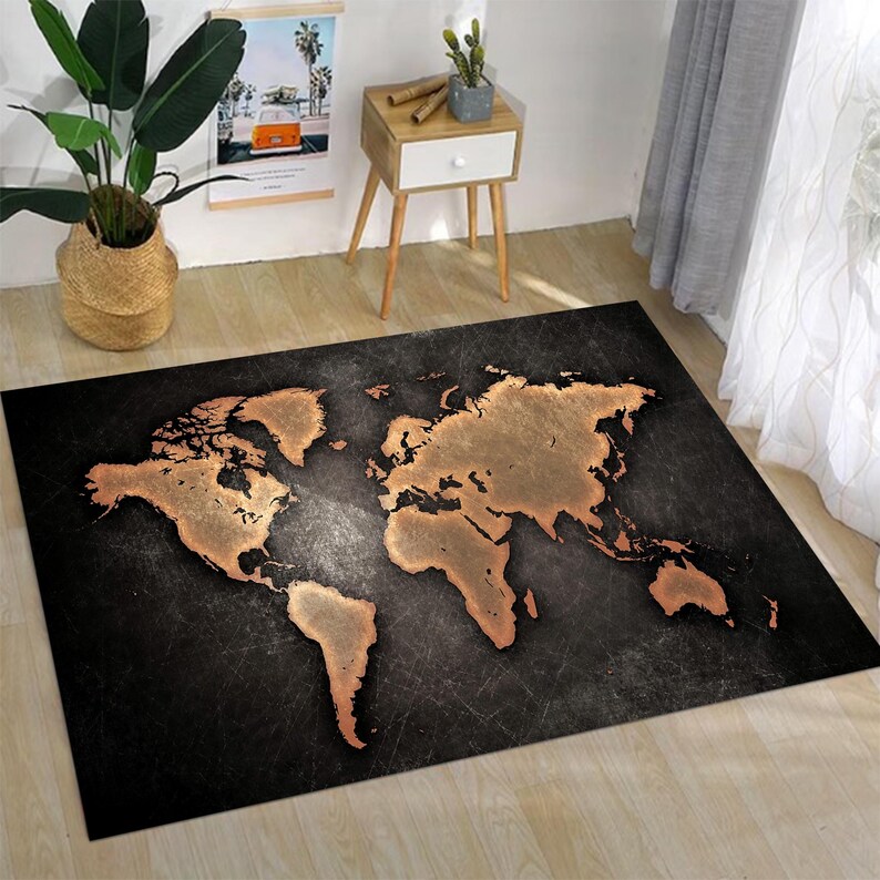 Wall Rug Maps Bronze World Map Rug,world Map Rug,map Rug,atlas World Map Rug,area ...