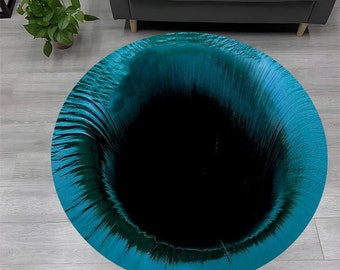 Optical Illusion Water Hole Round Rug,Vortex Rug,Illusion Rug,Optical Illusion Rug,Vortex Illusion Rug,Blue Vortex Rug,Water Rug,3DDruck Rug