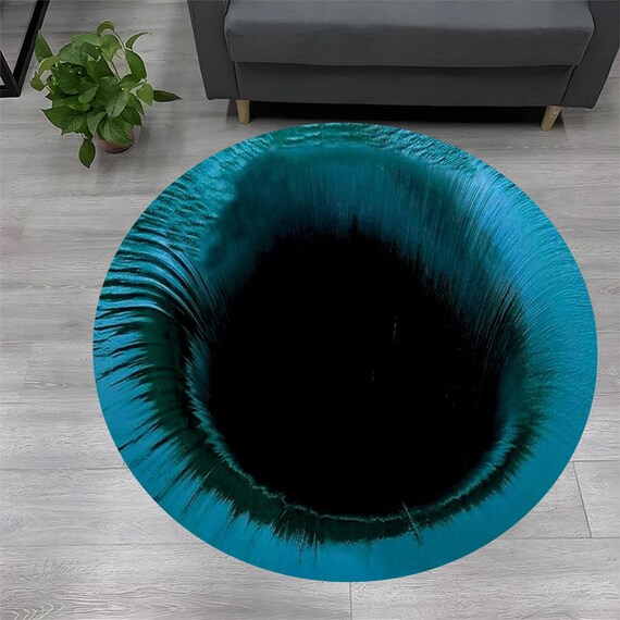 Optical Illusion Water Hole Round Rug,Vortex Rug,Illusion Rug,Optical Illusion Rug,Vortex Illusion Rug,Blue Vortex Rug,Water Rug,3DDruck Rug