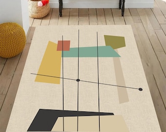 Mid Century Rug,Mid Century Modern Area Rug,Geometric Rug,Mid Century Pattern Rug,Boho Rug,Scandinavian Style Rug,Kandinsky Rug,Rug,Area Rug