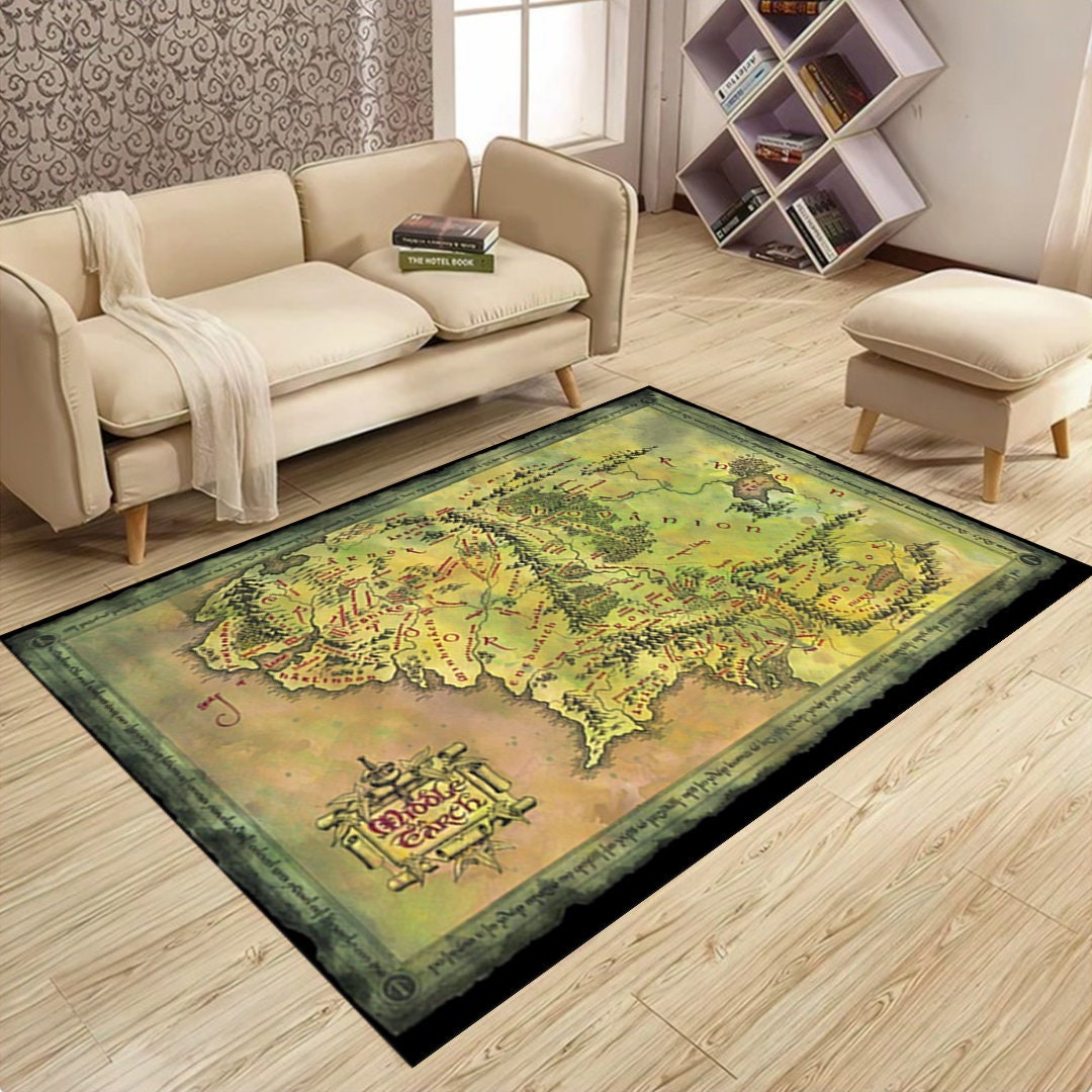 Middle Earth Rug, Lord of the Rings, Map Rug, Movie Map Rugs, Middle ...