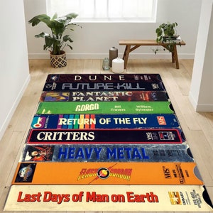 VHS Teppich,Retro Filme,Video Teppich,Nostalgischer RetroStyle Teppich,Horrorfilm Teppich,Beliebter Teppich,Horrorfilm Teppich,Movie Teppich,