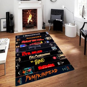 VHS Rug,Retro Movies,Video Rug,Nostalgic RetroStyle Rug,Horror Movie Rug,Video Theme Rug,VHS Films,Horror Film Rug,Movie Rug,Popular Rug,Rug