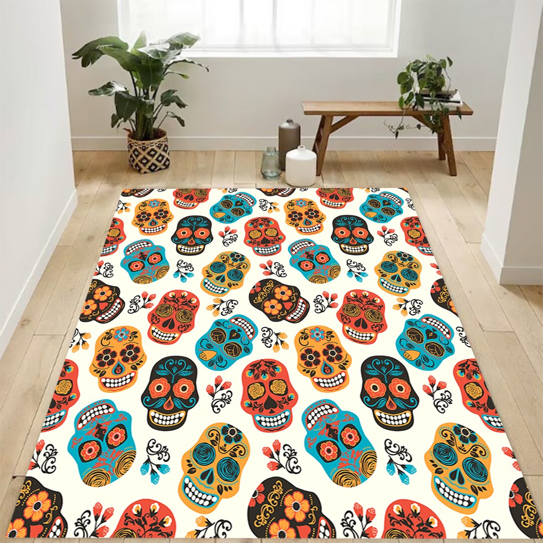 Día De Los Muertos (day of the Dead) Rug: Recycled Microfiber Polyester ...