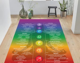 Alfombra chakra, alfombra de 7 chakras, alfombra de chakra raíz, alfombra de meditación, alfombra conceptual de 7 chakras, alfombra de chakras, alfombra de diseño de chakras, alfombra de yoga, alfombra de chakra de yoga, alfombra
