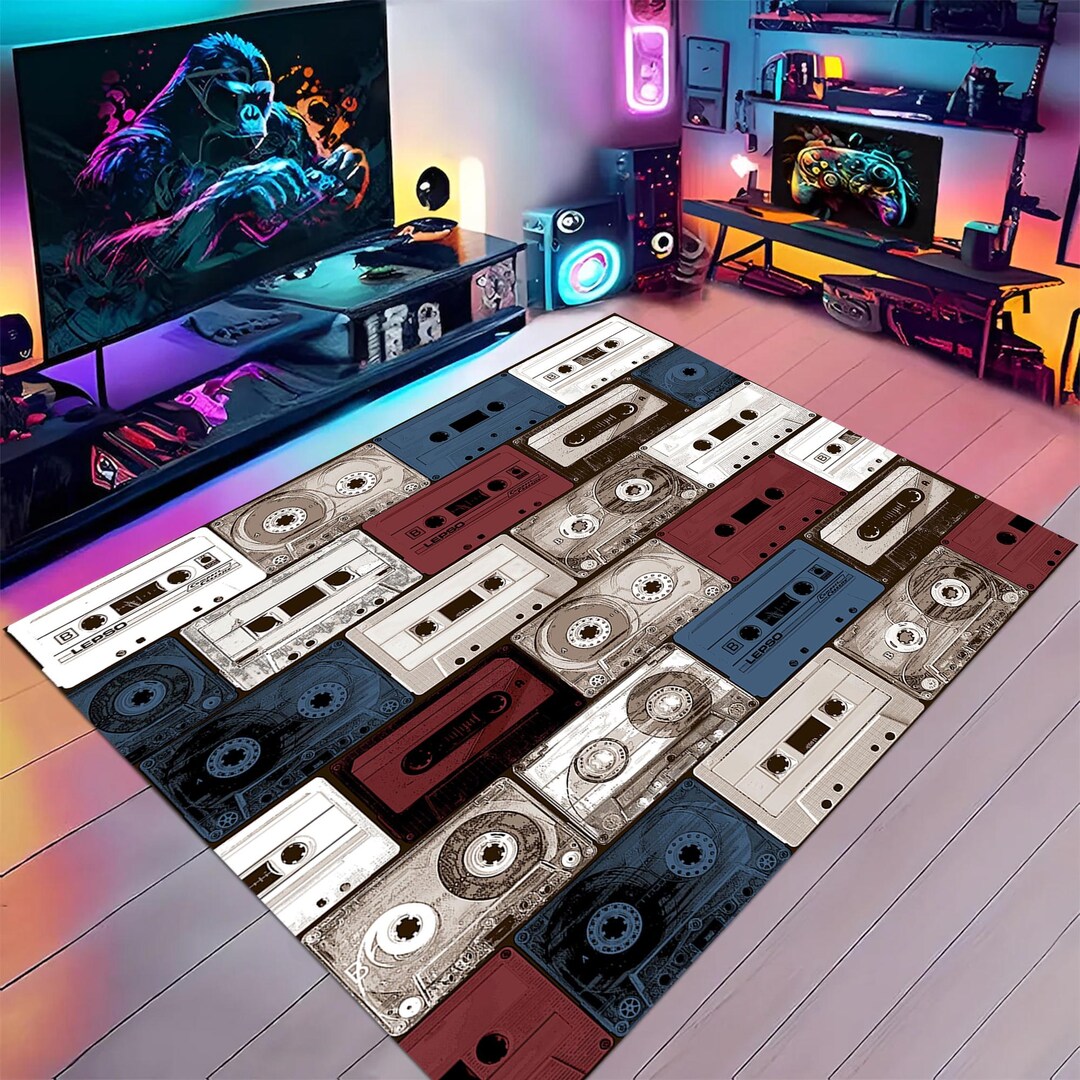Cassette Rug, Classic Cassette Rug, Music Cassette Design Rug, 90s Rug ...