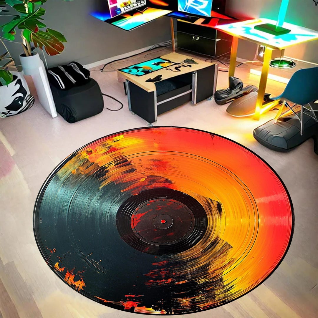 Record Rug, Round Rug, Record Round Rug, Music Rug, Disc Collage Rug ...