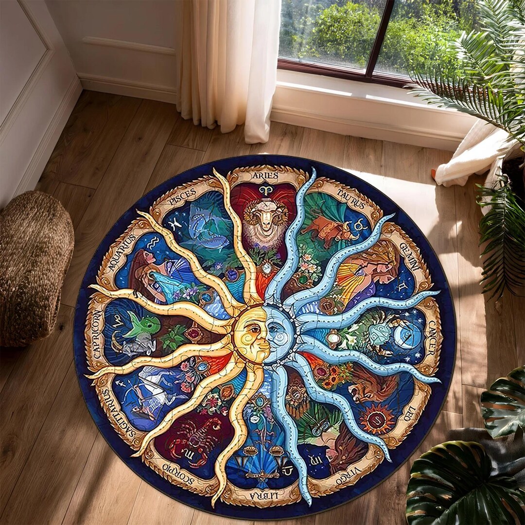 Astrological Rug Zodiac Constellations Round Rug, Astrology Rug, Zodiac Rug, Zodiac Rugs ...