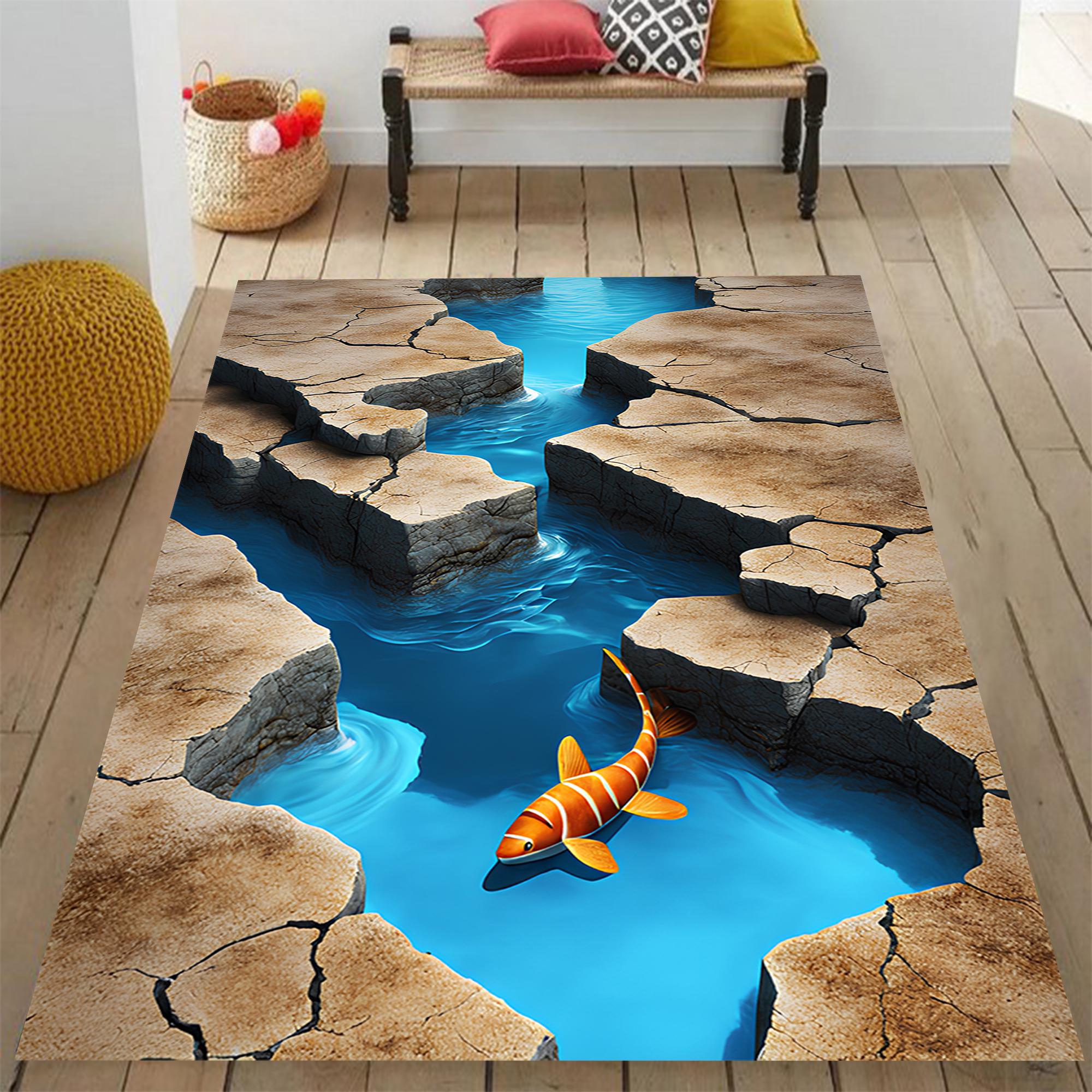 3D Optical Illusion Clownfish in Water Vortex Area Rug | Recycled ...