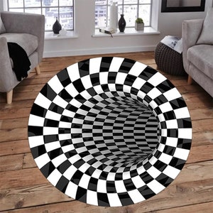 Optical Illusion Vortex Trick Round Rug, Optical Illusion Rug, 3D Druck Rug, Vortex Illusion Rug, Round Vortex Rug, 3D Vortex Rug, Round Rug image 5