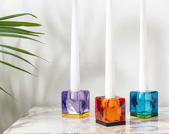 Crystal Sparkle Glas Kerzenhalter, Mini dekorative Glaswaren, Boho Kerzenhalter, zeitgenössisches Esszimmer Dekor, kleines Geschenk