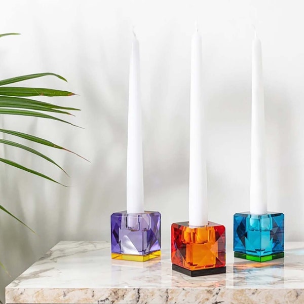 Crystal Sparkle Glas Kerzenhalter, Mini dekorative Glaswaren, Boho Kerzenhalter, zeitgenössisches Esszimmer Dekor, kleines Geschenk