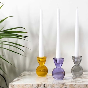 Crystal Sparkle Glass Candlestick Holder, Mini Decorative Glassware, Bohemian Candle Holder, Contemporary Dining Room Decor, Small Gift