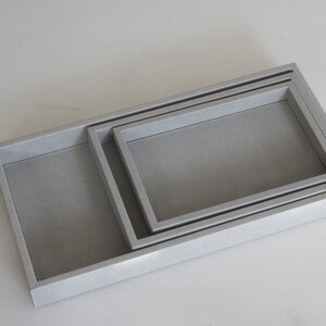 Grey Colour Faux Leather Serving Tray, Customized Handmade Leather Tray for Office For Easy Serving Home, Kitchen, and Bar image 1