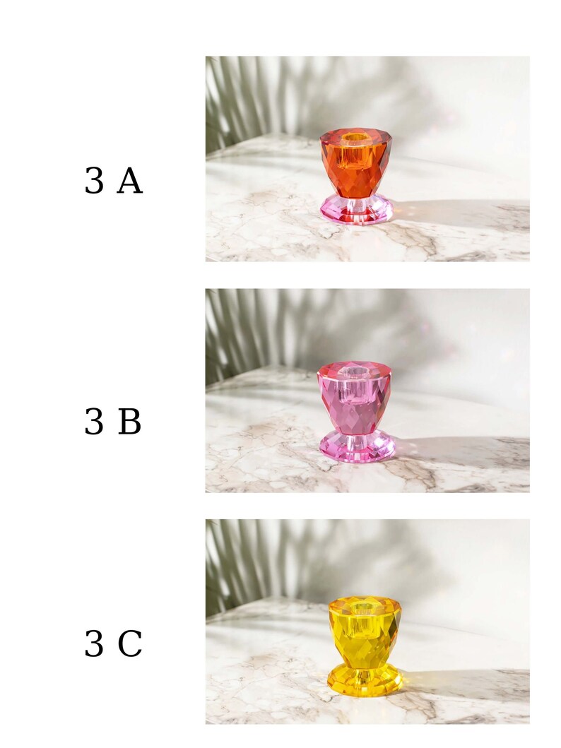 Colorful Yellow Pink Red Crystal Candle Holder Unique Design Etsy