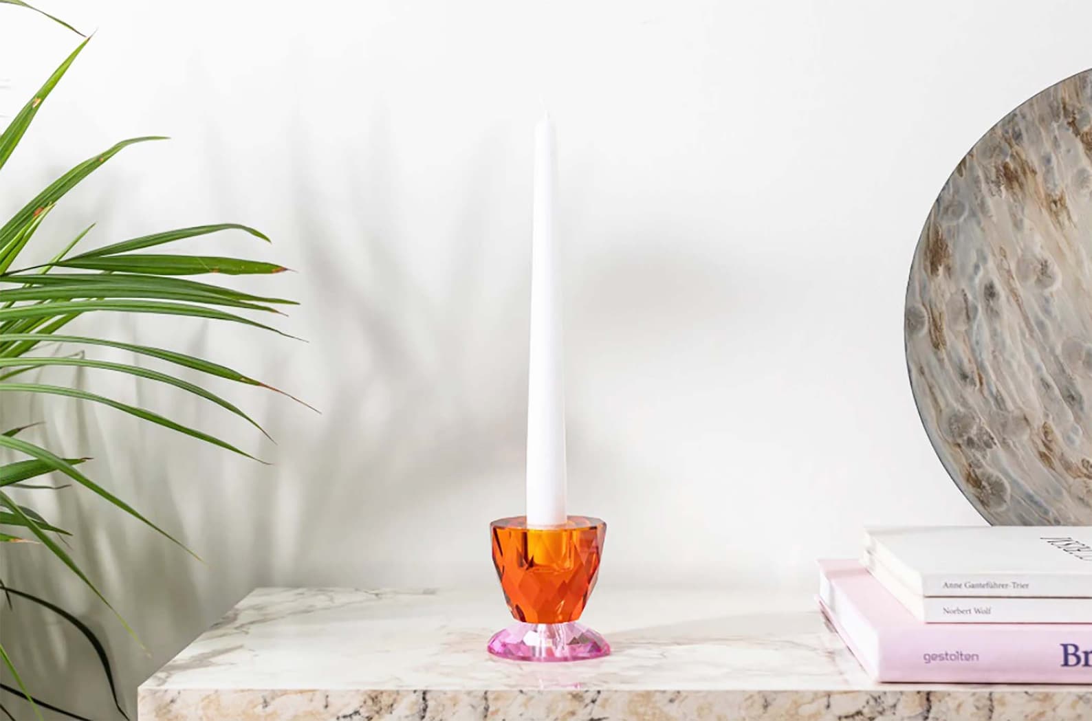 Colorful Yellow Pink Red Crystal Candle Holder Unique Design Etsy