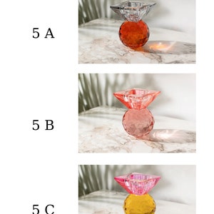 Weighted Crystal Colorful Candle Holder, Sparkling Glass Elegant Candlestick Holder, Chic Dining Table Decor, 50th Birthday Gift, Mom Gift image 2