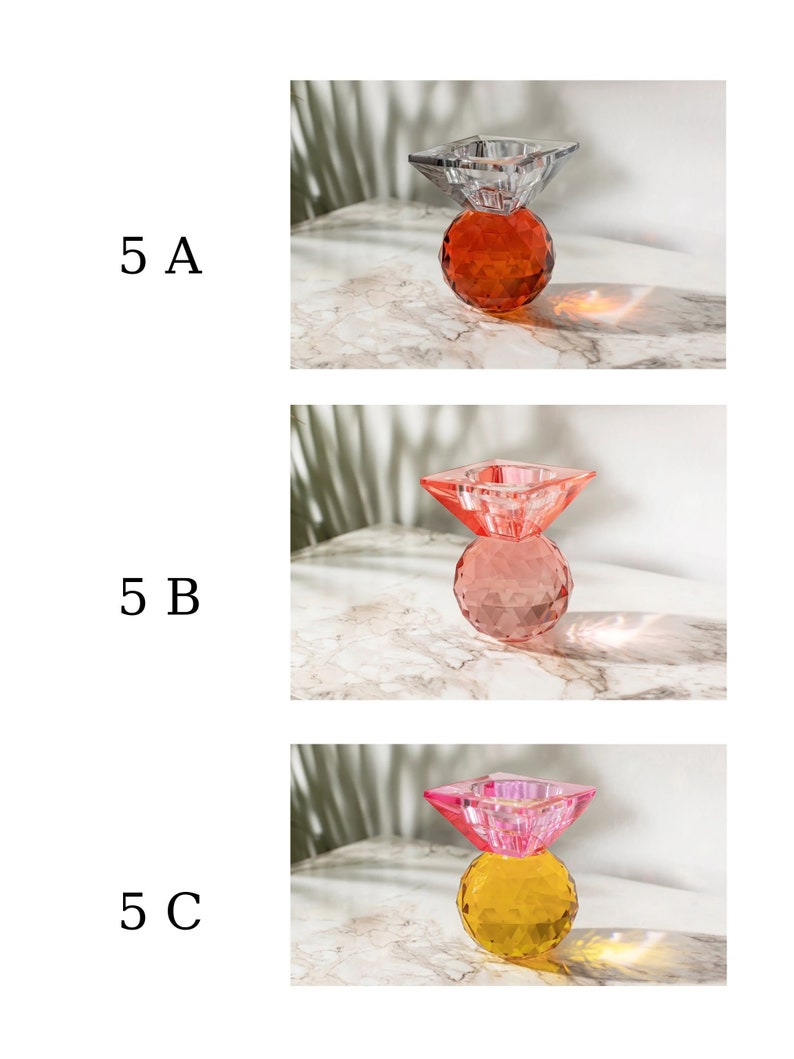 Weighted Crystal Colorful Candle Holder, Sparkling Glass Elegant Candlestick Holder, Chic Dining Table Decor, 50th Birthday Gift, Mom Gift image 2