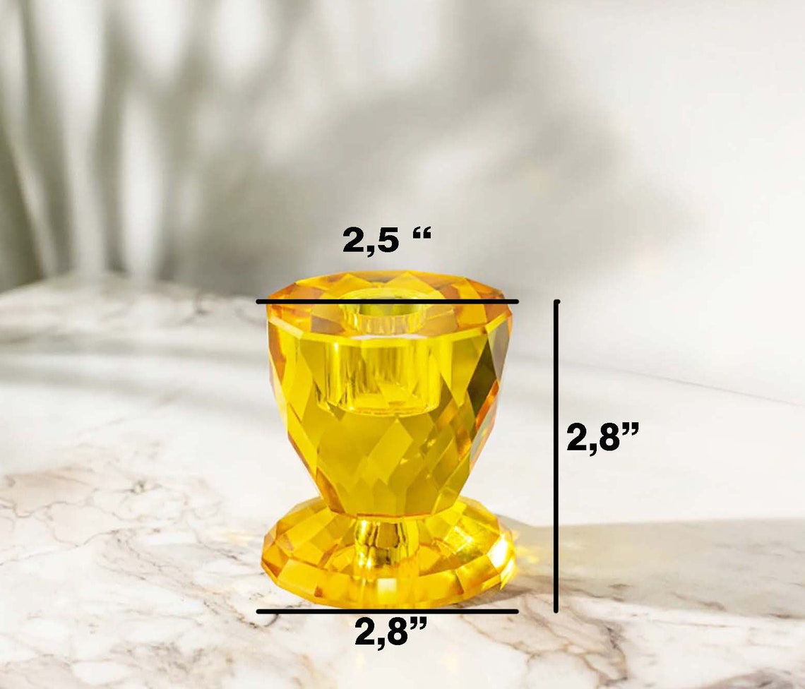Colorful Yellow Pink Red Crystal Candle Holder Unique Design Etsy