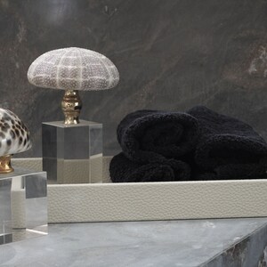 Ivory  Faux Leather Valet Tray,  Customized Handmade Leather Tray for Office For Easy Serving Home,  Kitchen,  and Bar