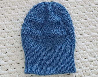 Knitted hat Janice, winter, handmade, unisex, blue, adult beanie, great cozy gift, one of a kind knit