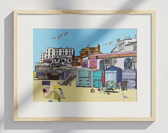 Broadstairs Illustration - Kent - Local Landmarks - Broadstairs Illustrated Print - Present Idea - gift - A4