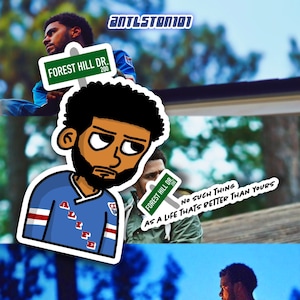 Adesivo J.Cole "Forest Hills Drive" 2 confezioni per regalo, borraccia, laptop, skateboard, Spotify / Rap / Adesivo fustellato / Musica / Hiphop / album
